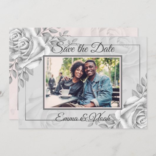 Rustikales Foto-Template für die Rose Save the Dat Save The Date (Vorne/Hinten)