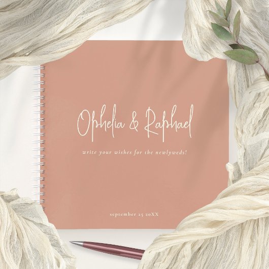 Rustikales Foto Terracotta Boho Wedding Gästebuch Notizblock