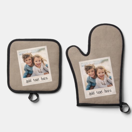 Rustikales Foto Texturierte Taupe Print Hintergrun Ofenhandschuh & Topflappen-Set (Vorderseite)