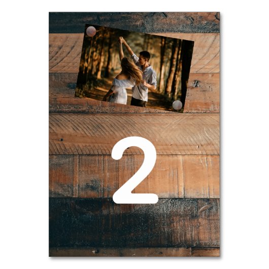 Rustikales Foto Tischnummer (Rückseite)