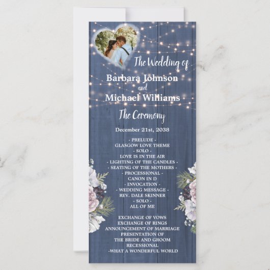 Rustikales Foto Twinkle Lights Floral Programm (Vorderseite)