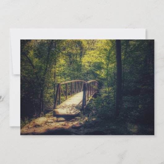 Rustikales Foto über die Brücke verzaubertes Waldl Mitteilungskarte (Vorderseite)