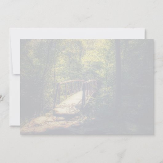 Rustikales Foto über die Brücke verzaubertes Waldl Mitteilungskarte (Rückseite)