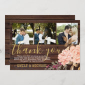 Rustikales FOTO Vielen Dank Karten Peach Rose (Vorne/Hinten)