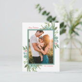 Rustikales Foto Wasserfarbe Grün Frohe Weihnachten (Stehend Vorderseite)