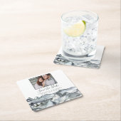 Rustikales Foto Wasserfarben Save the Date Rechteckiger Pappuntersetzer (Vor Ort)