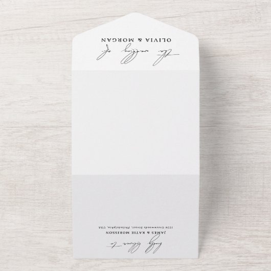 Rustikales Foto Wasserfarbenwald Zielhochzeit All In One Einladung (Außenbereich)