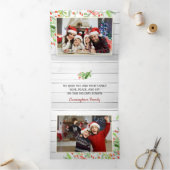 Rustikales Foto Watercolor Foliage Holiday Dreifach Gefaltete Urlaubskarte (Innenseite)