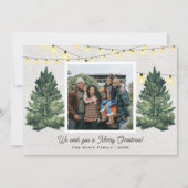 Rustikales Foto Weihnachtsbaumbaum Holz Feiertagskarte (Vorderseite)