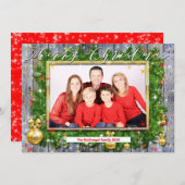 Rustikales Foto Wreath Feiertagskarte (Vorne/Hinten)