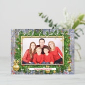 Rustikales Foto Wreath Feiertagskarte (Stehend Vorderseite)