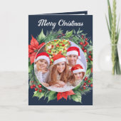 Rustikales Foto Wreath Feiertagskarte (Vorderseite)