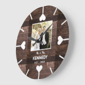 Rustikales Foto zum Hochzeitsfeiern Personalisiert Große Wanduhr (Winkel)