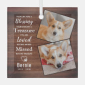 Rustikales Foto zur Erinnerung an das Gedicht "Hun Ornament Aus Glas (Vorderseite)