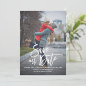 Rustikales Foto zur Handschrift Rette unser Datum Save The Date (Stehend Vorderseite)