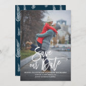 Rustikales Foto zur Handschrift Rette unser Datum Save The Date (Vorne/Hinten)