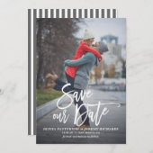 Rustikales Foto zur Handschrift Rettete unser Datu Save The Date (Vorne/Hinten)