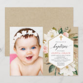 Rustikales Foto zur Kraftblüte Rosa Blütenblüte Einladung (Vorne/Hinten)