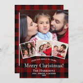 Rustikales Fotomaterial Buffalo Karierte Weihnacht Feiertagskarte (Vorne/Hinten)