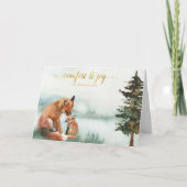 Rustikales Fox Familienfest Feiertagskarte (Vorderseite)