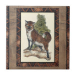 Rustikales Fox Stepping auf einem Baumstamm Fliese<br><div class="desc">Dieser rustikale Ausdruck illustriert einen Fuchs vor einem Kiefernbaum. Die Farben sind in sanften Pastellfarben gehalten,  und das Bild hat traditionelle Motive im braunen Gama. Dieses Design wäre eine perfekte Ergänzung zu Ihrer Landhausdekoration.</div>