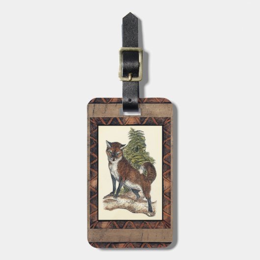 Rustikales Fox Stepping auf einem Baumstamm Gepäckanhänger (Vorderseite vertikal)