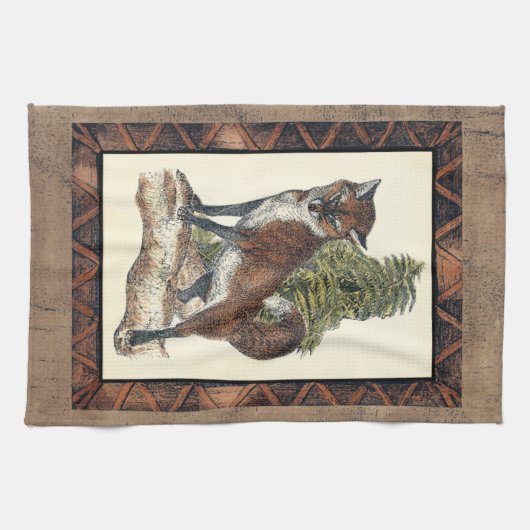 Rustikales Fox Stepping auf einem Baumstamm Handtuch (Horizontal)