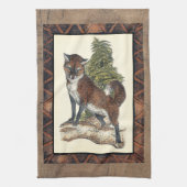 Rustikales Fox Stepping auf einem Baumstamm Handtuch (Vertikal)