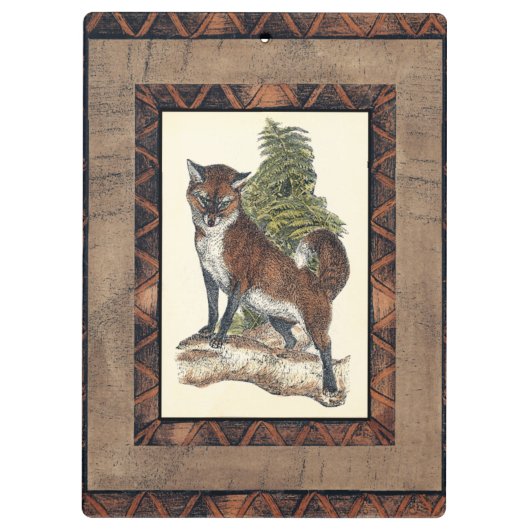 Rustikales Fox Stepping auf einem Baumstamm Klemmbrett (Rückseite)