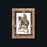 Rustikales Fox Stepping auf einem Baumstamm Leinwanddruck<br><div class="desc">Dieser rustikale Ausdruck illustriert einen Fuchs vor einem Kiefernbaum. Die Farben sind in sanften Pastellfarben gehalten,  und das Bild hat traditionelle Motive im braunen Gama. Dieses Design wäre eine perfekte Ergänzung zu Ihrer Landhausdekoration.</div>