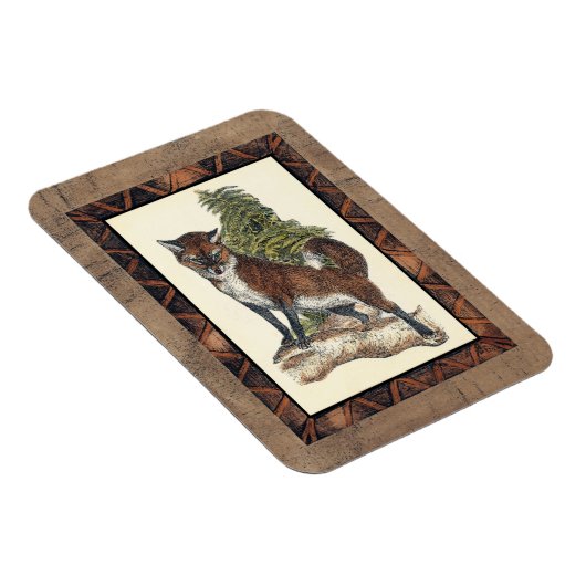Rustikales Fox Stepping auf einem Baumstamm Magnet (Rechte Seite)