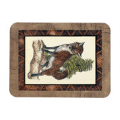 Rustikales Fox Stepping auf einem Baumstamm Magnet (Horizontal)