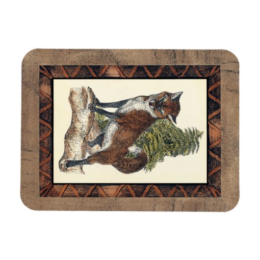 Rustikales Fox Stepping auf einem Baumstamm Magnet (Horizontal)