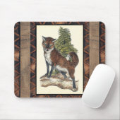 Rustikales Fox Stepping auf einem Baumstamm Mousepad (Mit Mouse)
