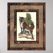 Rustikales Fox Stepping auf einem Baumstamm Poster (Vorne)