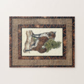 Rustikales Fox Stepping auf einem Baumstamm Puzzle (Horizontal)