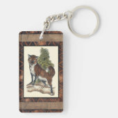 Rustikales Fox Stepping auf einem Baumstamm Schlüsselanhänger (Rückseite)
