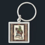 Rustikales Fox Stepping auf einem Baumstamm Schlüsselanhänger<br><div class="desc">Dieser rustikale Ausdruck illustriert einen Fuchs vor einem Kiefernbaum. Die Farben sind in sanften Pastellfarben gehalten,  und das Bild hat traditionelle Motive im braunen Gama. Dieses Design wäre eine perfekte Ergänzung zu Ihrer Landhausdekoration.</div>