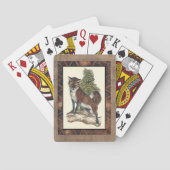 Rustikales Fox Stepping auf einem Baumstamm Spielkarten (Rückseite)