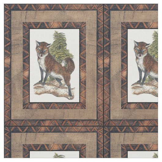 Rustikales Fox Stepping auf einem Baumstamm Stoff (Nahaufnahme)