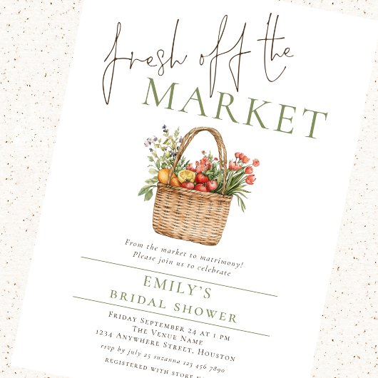 Rustikales Fresh off Market Sage Brautparty Einladung