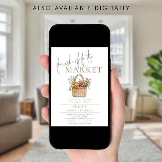 Rustikales Fresh off Market Sage Brautparty Einladung