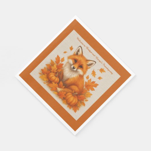 rustikales Friendsgiving Fuchs & Herbst verlässt P Serviette (Ecke)