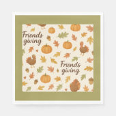 Rustikales Friendsgiving Herbstkürbis Blätter Serviette (Vorderseite)
