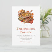 Rustikales Friendsgiving-Potluck-Dinner Einladung (Stehend Vorderseite)