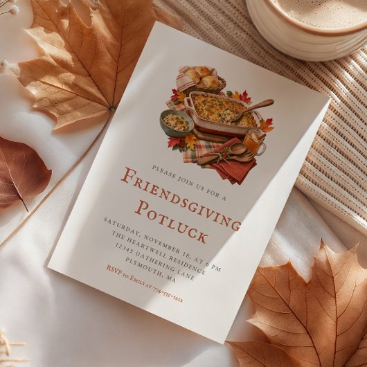 Rustikales Friendsgiving-Potluck-Dinner Einladung