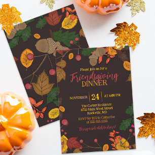 Rustikales Friendsgiving-Potluck-Dinner Einladung