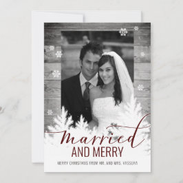 Rustikales, frisch verheiratetes Foto Verheiratet Feiertagskarte