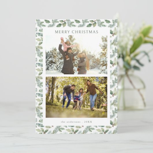 Rustikales frohe Weihnachten Botanisches 2 Foto (Stehend Vorderseite)