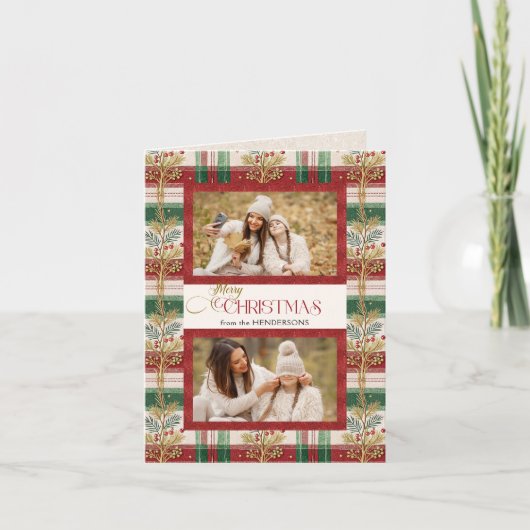 Rustikales frohe Weihnachten Botanisches Kariertes (Vorderseite)